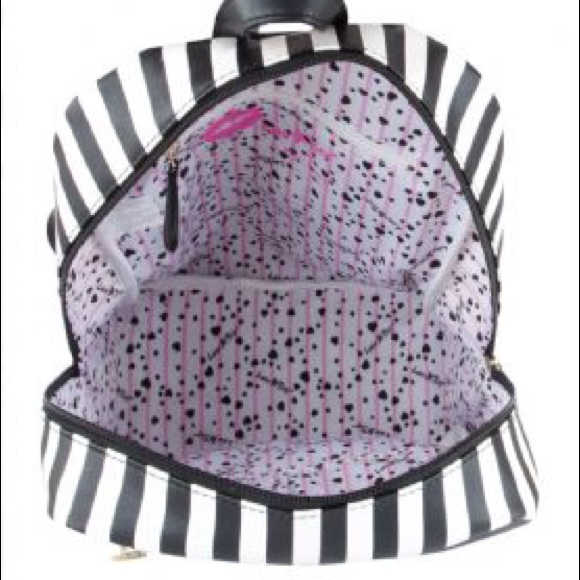 Betsey Johnson Leo Kitch Cat Face Stripe Backpack - Picture 7 of 8